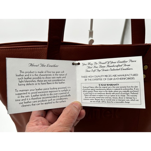 Bellino Leather Tote Women Cognac Top Grain Large Shopper Bag Laptop/Work Tote - Picture 4 of 9